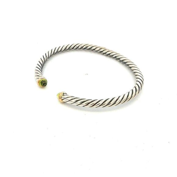 David Yurman Prasiolite Cable Cuff Bracelet Size M Gold & Silver Estate DY701 - Picture 7 of 7